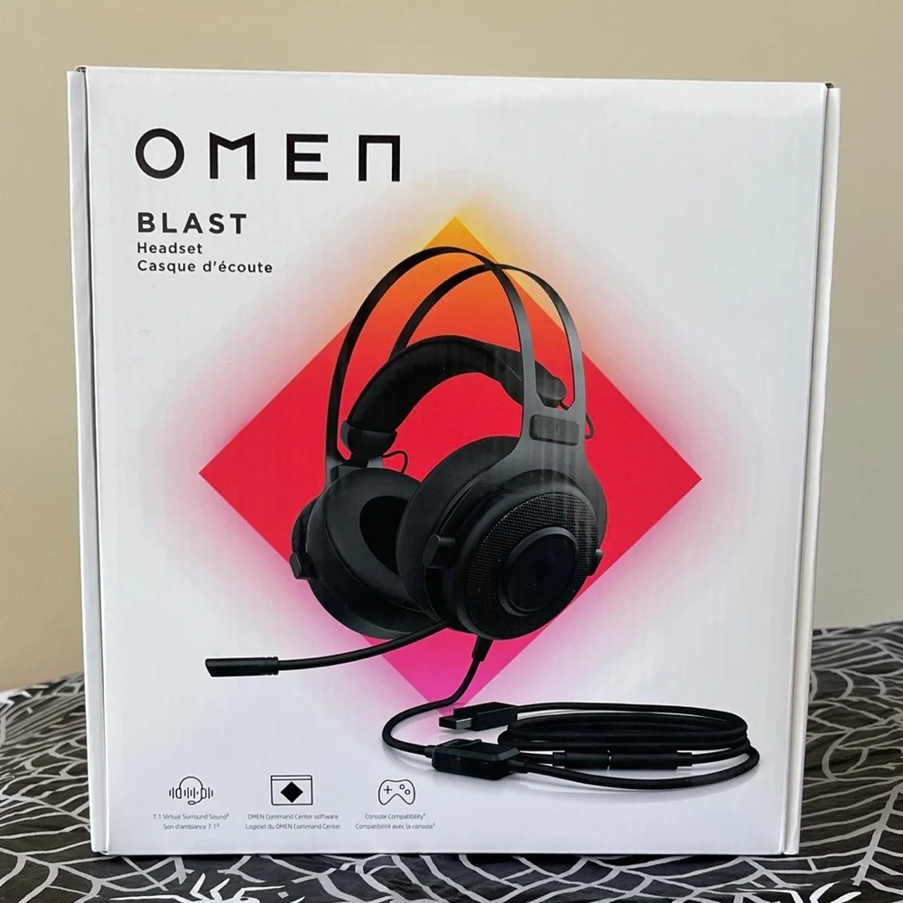 HP Omen Blast Headset - Padded Gaming Headphones with Mic, Mute Controls,